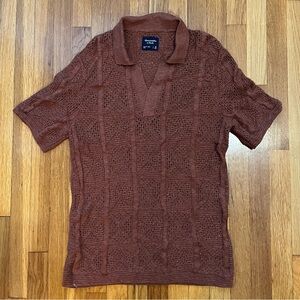 Abercrombie & Fitch Textured Brown Polo Shirt